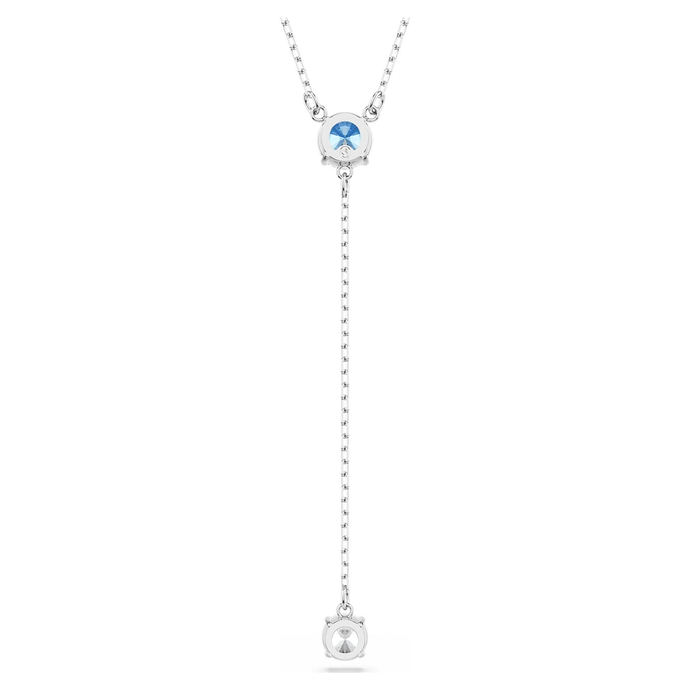 Stilla Attract Y necklace, Round cut, Blue, Rhodium plated by SWAROVSKI