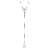 Stilla Attract Y necklace, Round cut, Blue, Rhodium plated by SWAROVSKI
