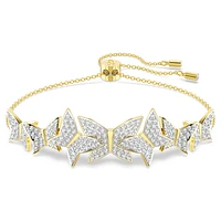 Idyllia Lilia bracelet, Butterfly, White, Gold-tone plated by SWAROVSKI