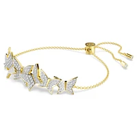Idyllia Lilia bracelet, Butterfly, White, Gold-tone plated by SWAROVSKI