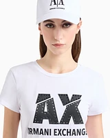 Armani Exchange - Slim fit T-shirt stretch cotton jersey, Woman, White, Size: