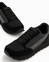 Armani Exchange - Suede sneakers with mesh inserts, Man, Black, Size: