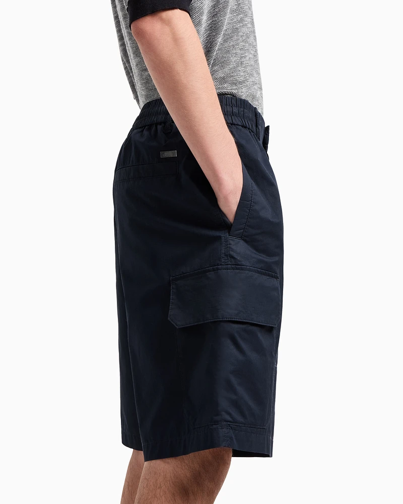 Armani Exchange - Cotton twill cargo shorts with maxi pockets, Man, Navy Blue, Size: