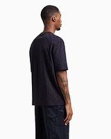Armani Exchange - Regular fit cotton T-shirt with tone-on-tone allover logo, Man, Navy Blue, Size: