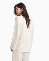 Armani Exchange - Single-breasted jacket matte satin fabric, Woman, White, Size: