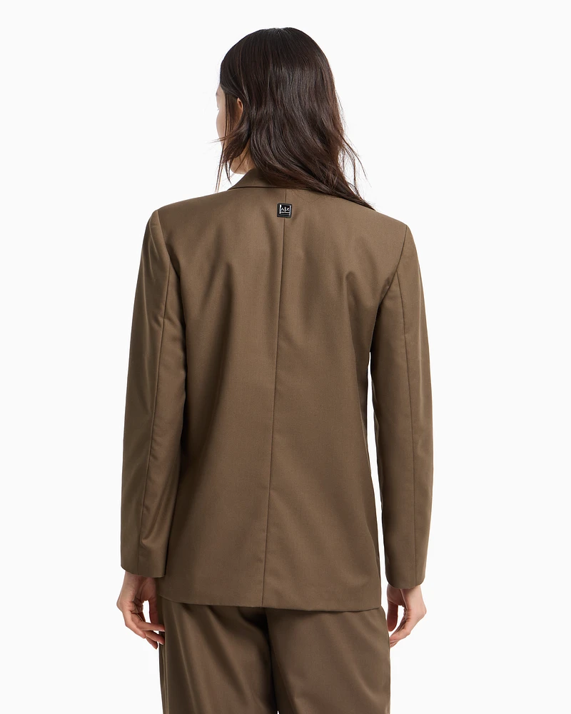 Armani Exchange - Double-breasted twill jacket, Woman, Brown, Size: