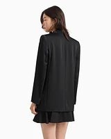 Armani Exchange - Single-breasted jacket matte satin fabric, Woman, Black, Size: