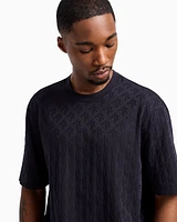 Armani Exchange - Regular fit cotton T-shirt with tone-on-tone allover logo, Man, Navy Blue, Size:
