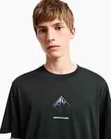 Armani Exchange - Regular fit T-shirt with logo print, Man, Green, Size: