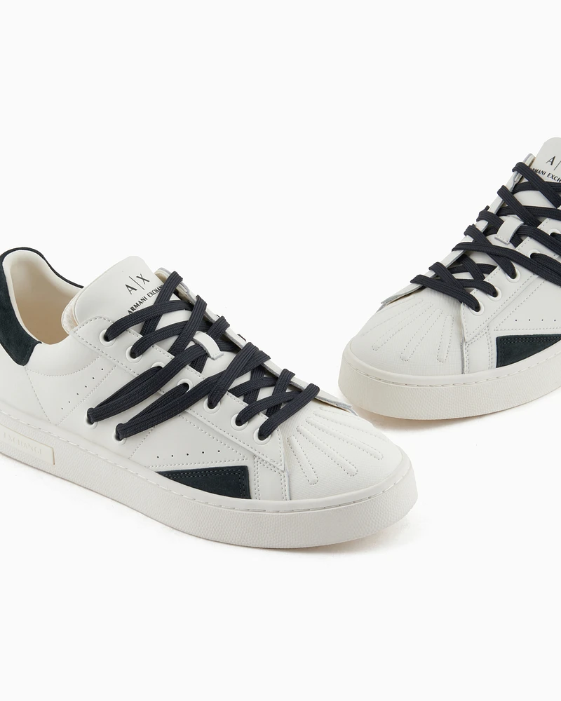 Armani Exchange - Sneakers in eco-leather with contrasting laces, Man, Green, Size: 6