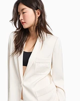 Armani Exchange - Single-breasted jacket matte satin fabric, Woman, White, Size: