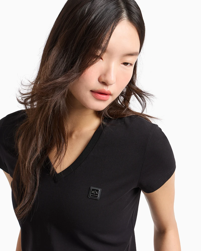 Armani Exchange - Slim fit T-shirt ASV jersey, Woman, Black, Size: