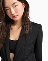 Armani Exchange - Single-breasted jacket matte satin fabric, Woman, Black, Size: