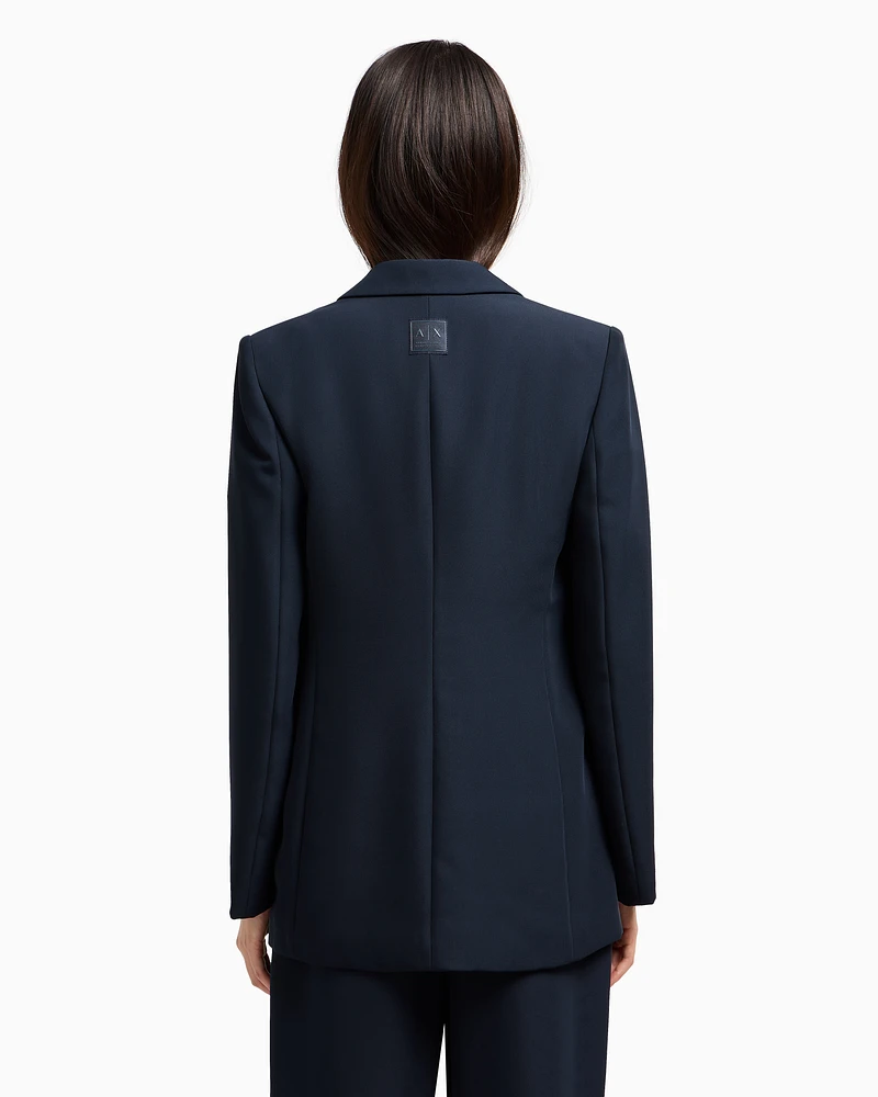 Armani Exchange - Single breasted jacket with one button, Woman, Navy_blue, Size: