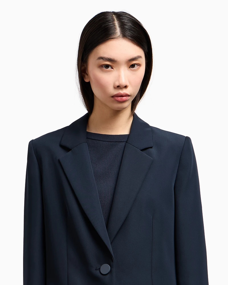 Armani Exchange - Single breasted jacket with one button, Woman, Navy_blue, Size: