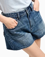 Armani Exchange - Used effect denim shorts, Woman, Blue, Size: