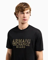 Armani Exchange - Regular fit T-shirt with blurred logo effect, Man, Black, Size: