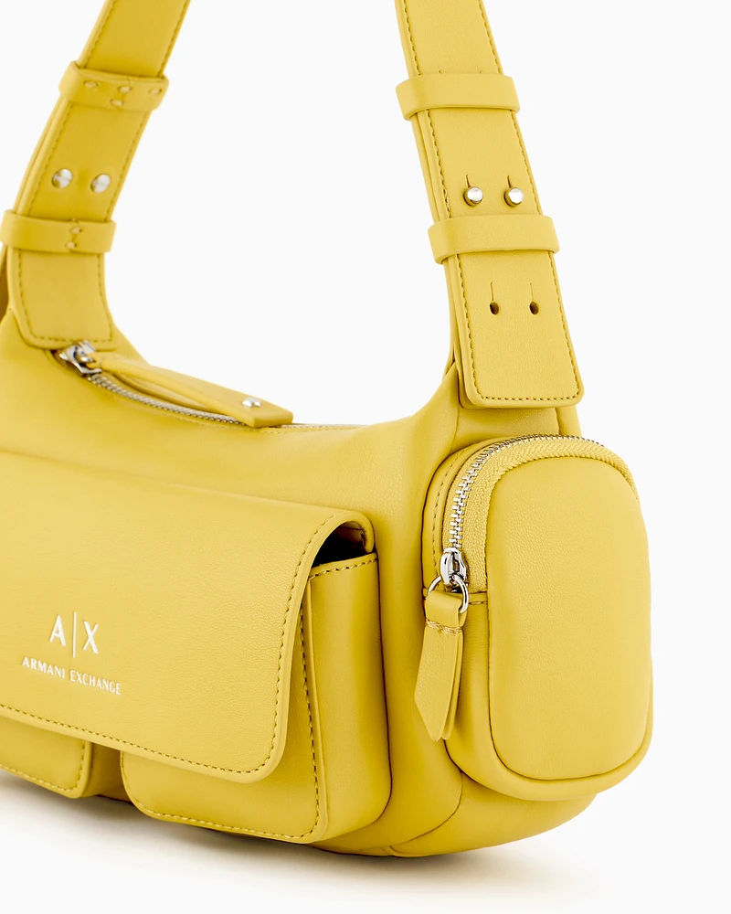 Armani Exchange - Large shoulder bag with side pockets, Woman, Yellow, Size: TU