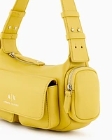 Armani Exchange - Large shoulder bag with side pockets, Woman, Yellow, Size: TU