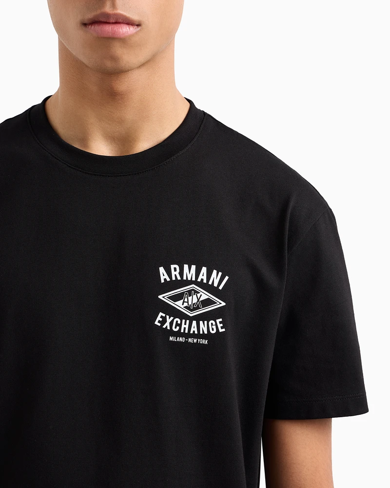 Armani Exchange - Regular fit T-shirt with central logo, Man, Black, Size: