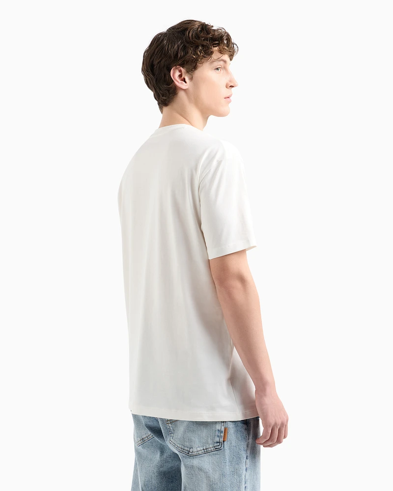 Armani Exchange - Regular fit T-shirt with central logo, Man, White, Size: