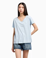 Armani Exchange - Relaxed Fit T-Shirts, Woman, Light Blue, Size: