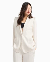 Armani Exchange - Single-breasted jacket matte satin fabric, Woman, White, Size: