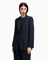 Armani Exchange - Single breasted jacket with one button, Woman, Navy_blue, Size: