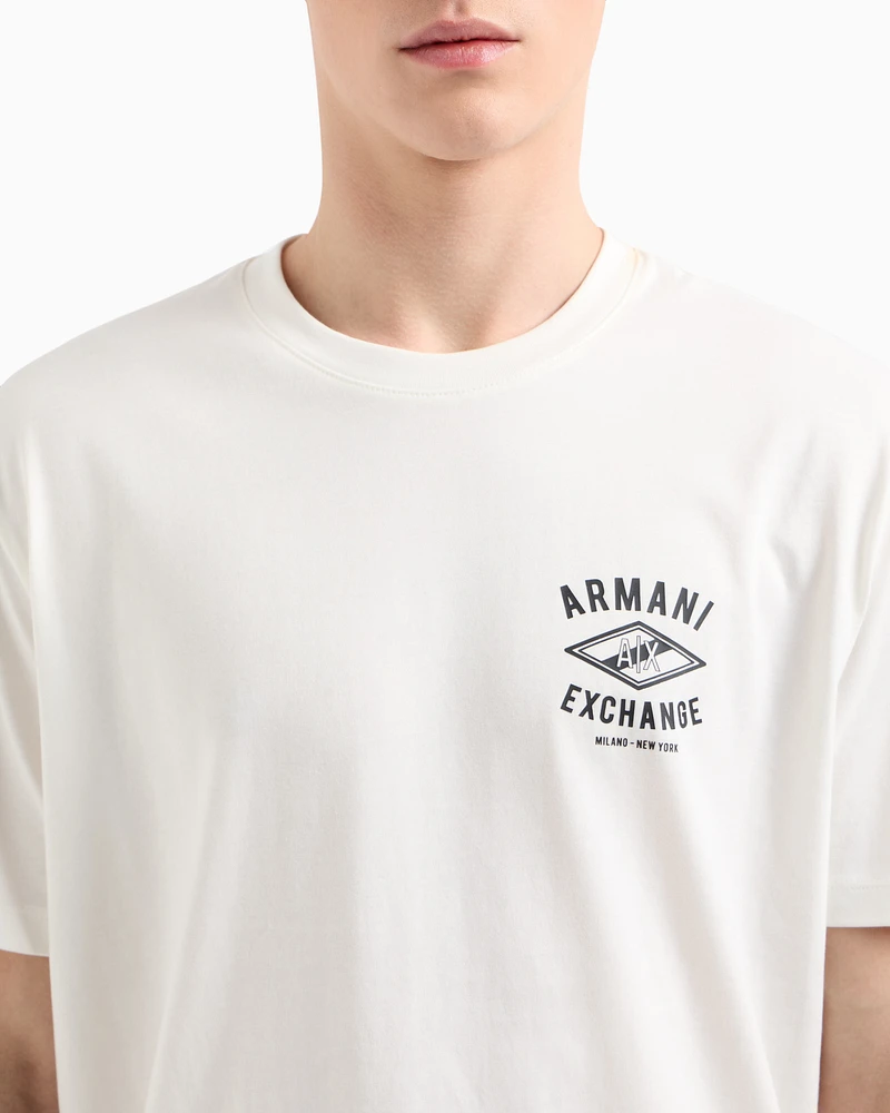 Armani Exchange - Regular fit T-shirt with central logo, Man, White, Size: