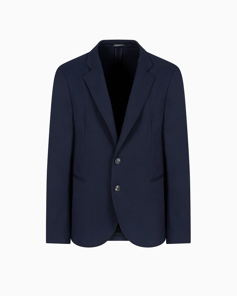 Emporio Armani - Single-breasted jacket technical stretch gabardine, Man, Navy Blue, Size:
