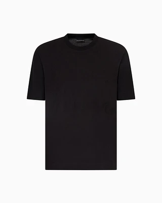 Emporio Armani - ASV Jersey T-shirt with jacquard logo, Man, Black, Size: