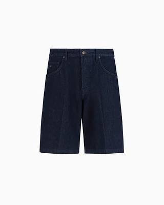 Emporio Armani - Five-pocket washed denim Bermuda shorts, Man, Blue, Size: