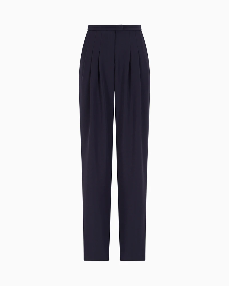 Emporio Armani - Darted trousers technical cady, Woman, Navy Blue, Size: