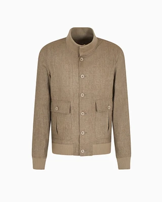 Emporio Armani - Faded linen jacket, Man, Camel, Size: 54