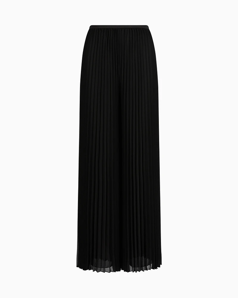 Emporio Armani - Pleated trousers technical georgette , Woman, Black, Size: