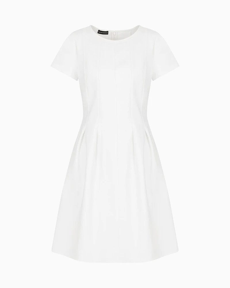 Emporio Armani - Couture cotton blend dress with pleats, Woman, White, Size:
