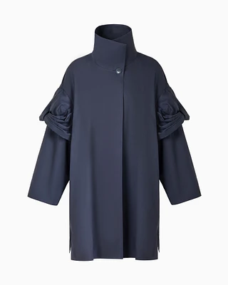 Emporio Armani - Pima gabardine trench coat with torchon, Woman, Blue, Size: