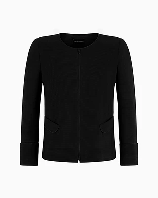 Emporio Armani - Ottoman jersey zip-up jacket, Woman, Black, Size: