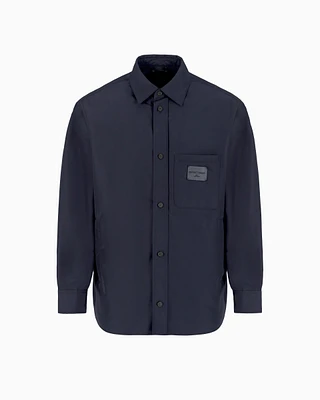Emporio Armani - Nylon shirt jacket with patch pocket and logo patch, Man, Navy Blue, Size: