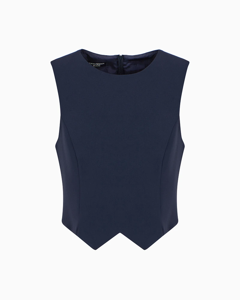 Emporio Armani - Icon triacetate fabric top, Woman, Blue, Size: