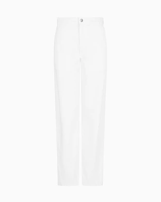 Emporio Armani - J4H Icon oval-leg jeans garment-dyed drill, Woman, White, Size:
