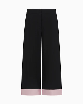 Emporio Armani - Cropped cady crêpe trousers with turn-ups , Woman, Black, Size: