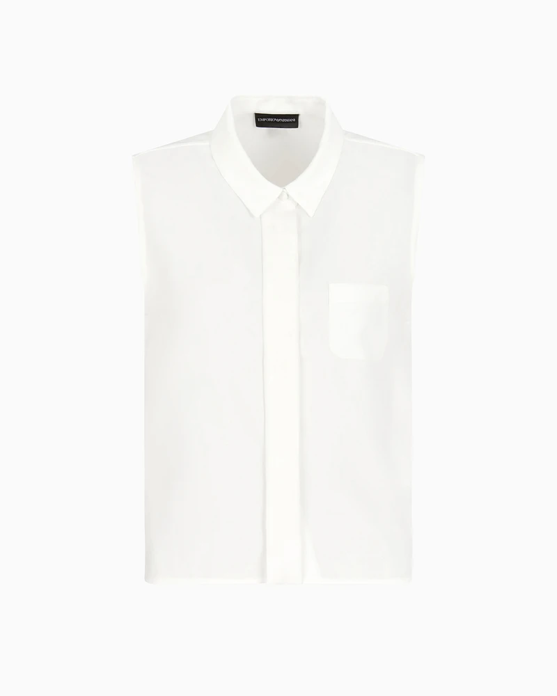 Emporio Armani - Fluid crêpe sleeveless blouse, Woman, White, Size: