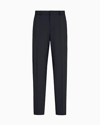 Emporio Armani - Seersucker nylon trousers with elasticated back, Man, Navy Blue, Size:
