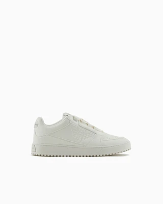 Emporio Armani - Sneakers with oversized embossed eagle, Man, White, Size: