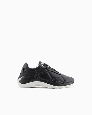 Emporio Armani - Quilted nappa leather sneakers, Woman, Black, Size:
