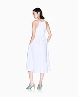 Armani Exchange - ASV Cotton Ruffle Midi Dress, Woman, White, Size: