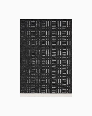 Emporio Armani - Wool scarf with geometric jacquard motif, Woman, Black, Size: TU