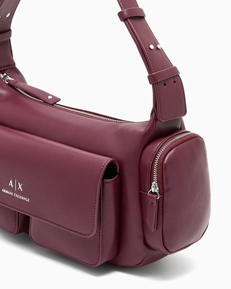 Armani Exchange - Large shoulder bag with side pockets, Woman, Burgundy, Size: TU