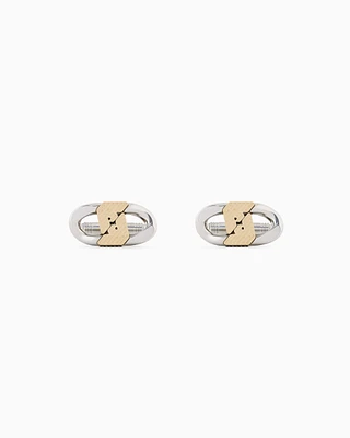 Emporio Armani - Emporio Armani Two-Tone Stainless Steel Cuff Links, Man, Multicoloured, Size: TU
